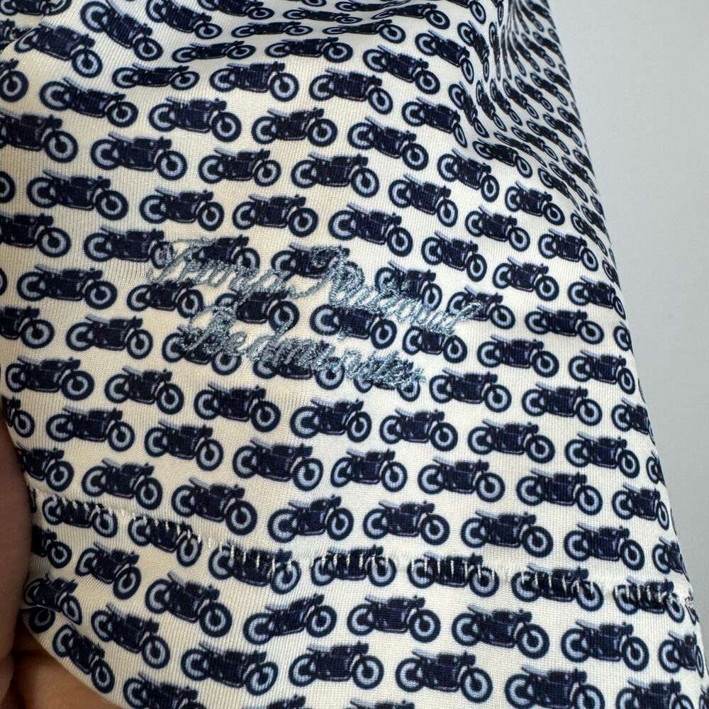 Peter Millar Polo Shirt Blue Motorcycle Print Summer Comfort Golf Performance M - Picture 7 of 10